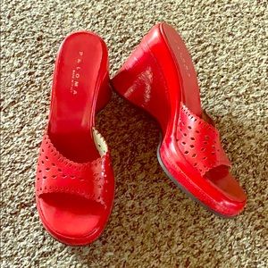 Summer Red platform wedge heels